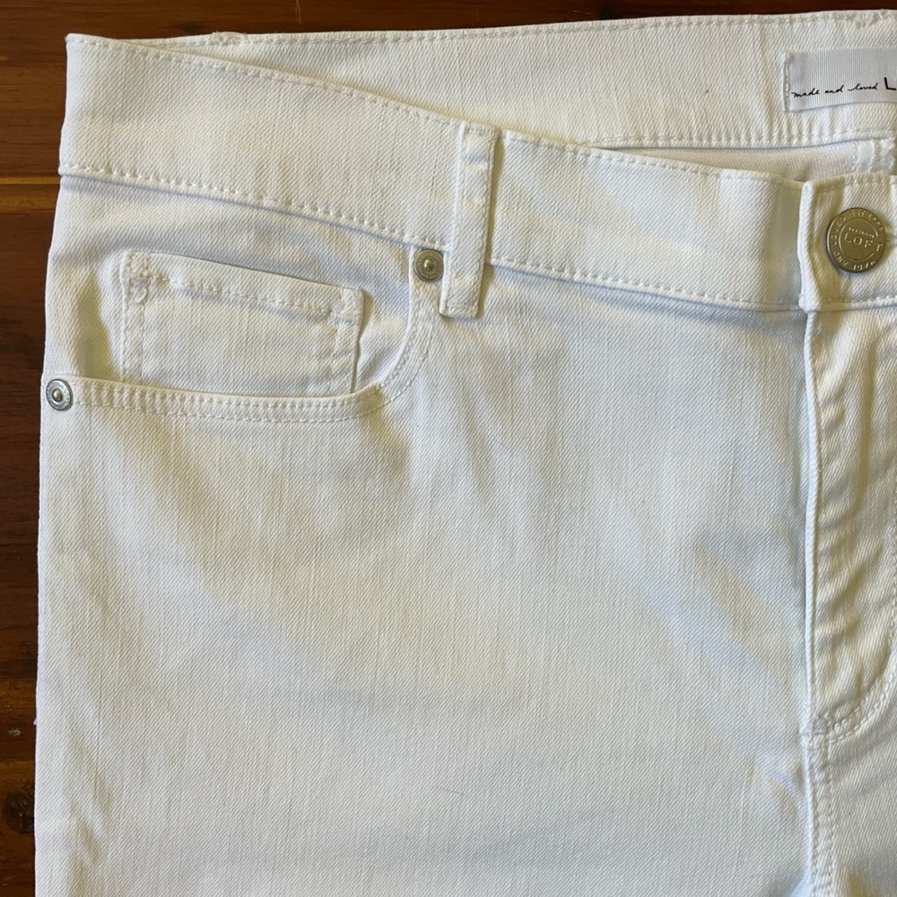 *NWOT* LOFT | White Straight Leg Modern Fit Cuffed Jeans/Pants - Picture 10 of 15